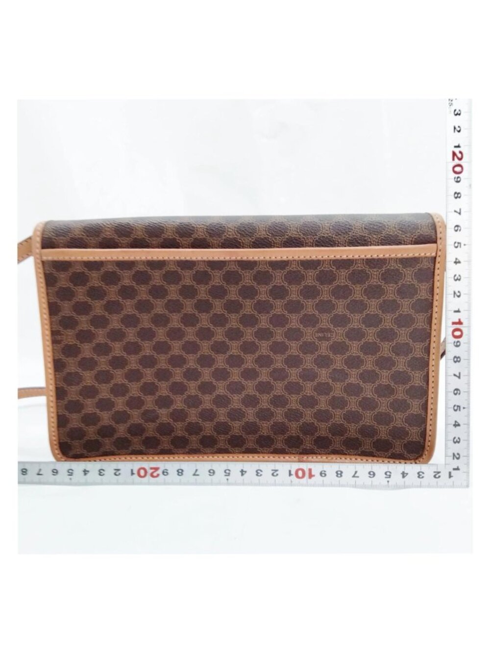Authentic Vintage Celine Macadam Envelope Crossbody Bag Brown PVC Leather Trim - Picture 3 of 16